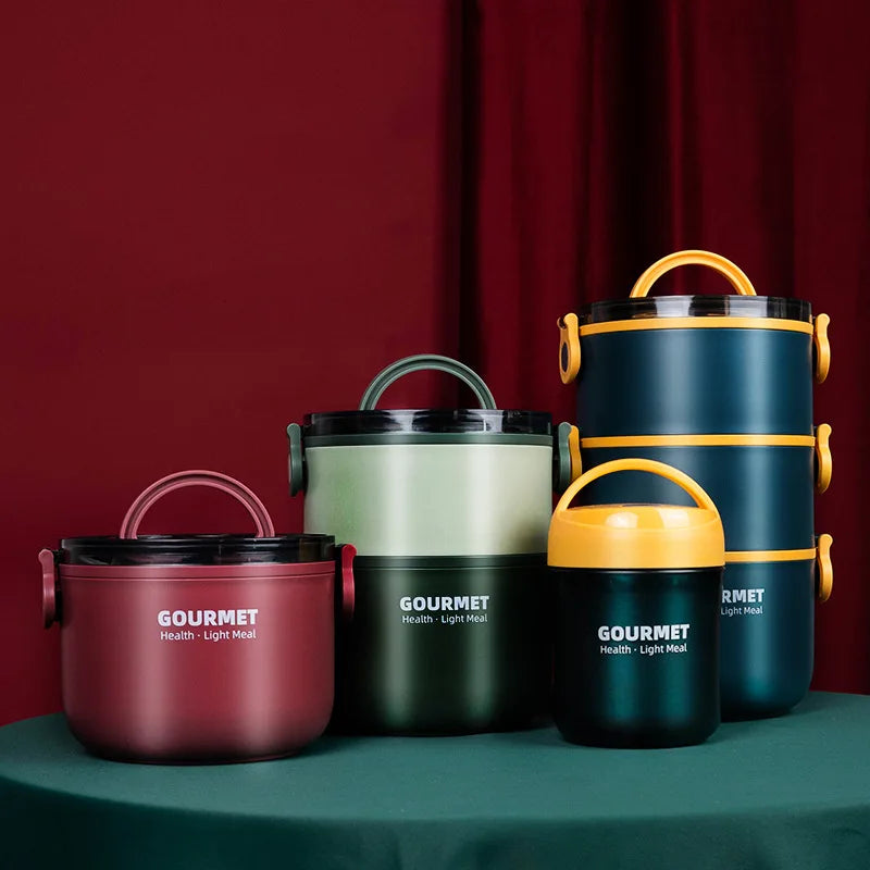 Insulated Stainless Steel Food Thermal Jar Soup Thermos Bento Lunch Box Women Hot Food Container with Drinking Cup