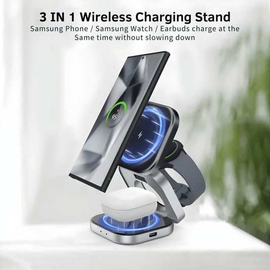 Foldable 3 In 1 Fast Magnetic Wireless Charger Stand Pad Magnet - WFP Store