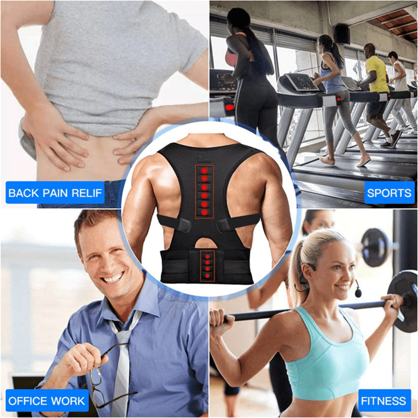 Posture Corrector Support Magnetic Back Shoulder Brace Belt Band For - WFP Store