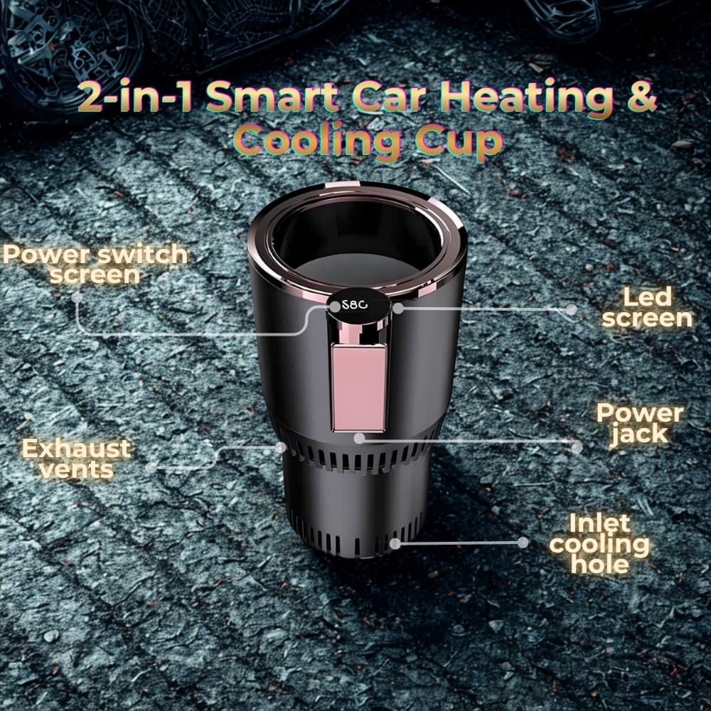 2-in-1 Smart Car Heating & Cooling Cup Digital Temperature Display Fast Drink Cooler & Warmer (12V) - WFP Store