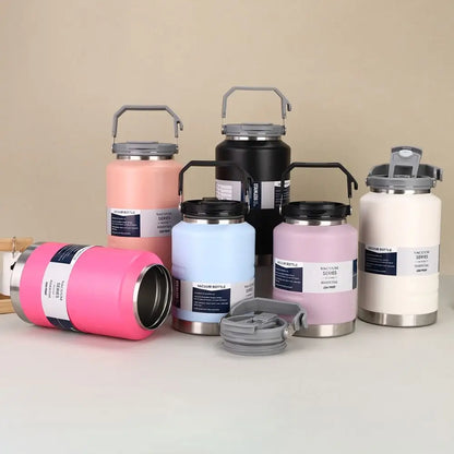 Gift 2L Thermal Water Bottle Portable Large Capacity Coffee Travel Mug with Handle Thickened Drinks Bottle Gym Use