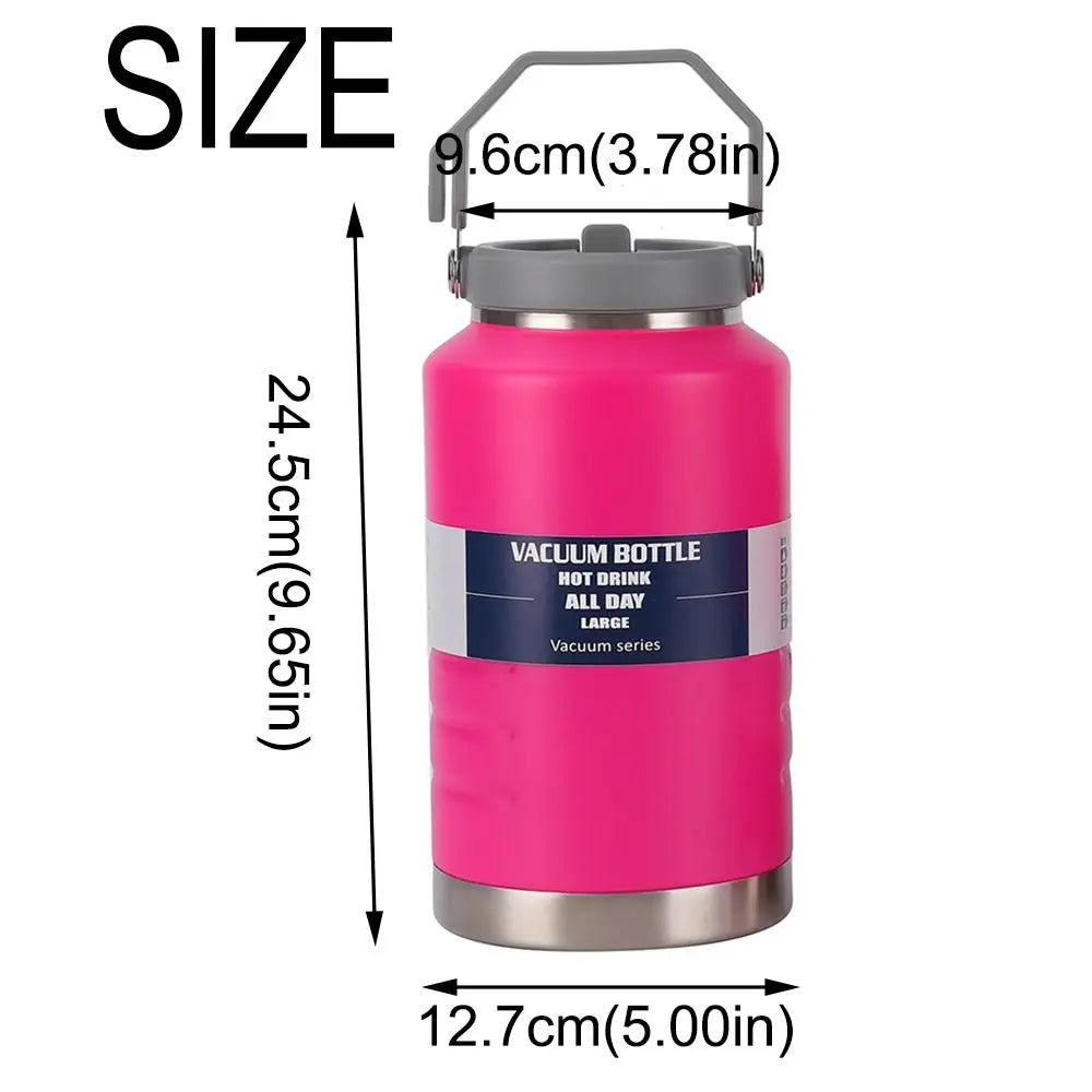 Gift 2L Thermal Water Bottle Portable Large Capacity Coffee Travel Mug with Handle Thickened Drinks Bottle Gym Use