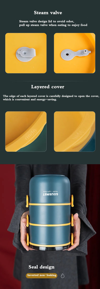 Insulated Stainless Steel Food Thermal Jar Soup Thermos Bento Lunch Box Women Hot Food Container with Drinking Cup