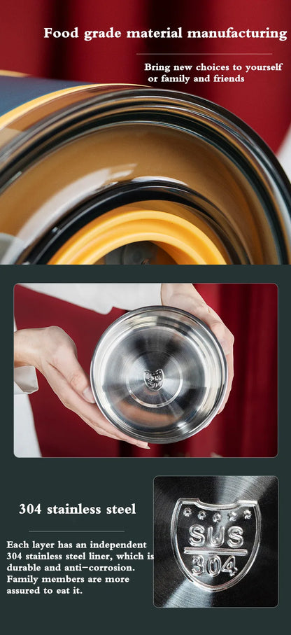 Insulated Stainless Steel Food Thermal Jar Soup Thermos Bento Lunch Box Women Hot Food Container with Drinking Cup