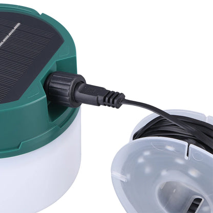 Solar Camping Lantern with String Lights Hanging Tent Light Waterproof Emergency Lamp for Hiking Power Outage Saving Bulb