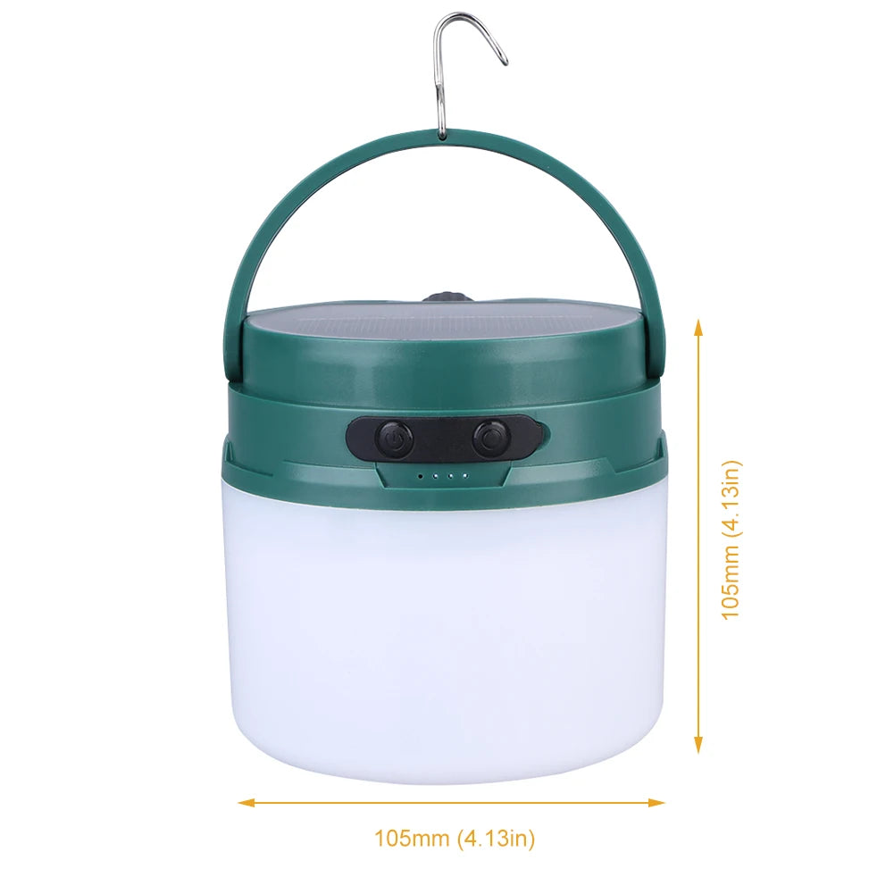 Solar Camping Lantern with String Lights Hanging Tent Light Waterproof Emergency Lamp for Hiking Power Outage Saving Bulb