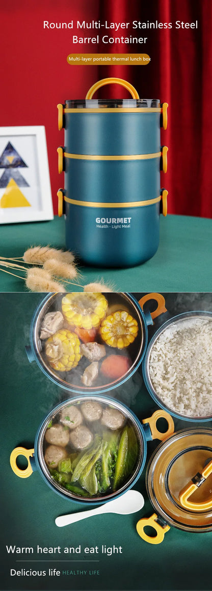 Insulated Stainless Steel Food Thermal Jar Soup Thermos Bento Lunch Box Women Hot Food Container with Drinking Cup