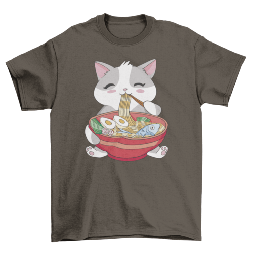 Cat animal eating ramen t-shirt - WFP Store