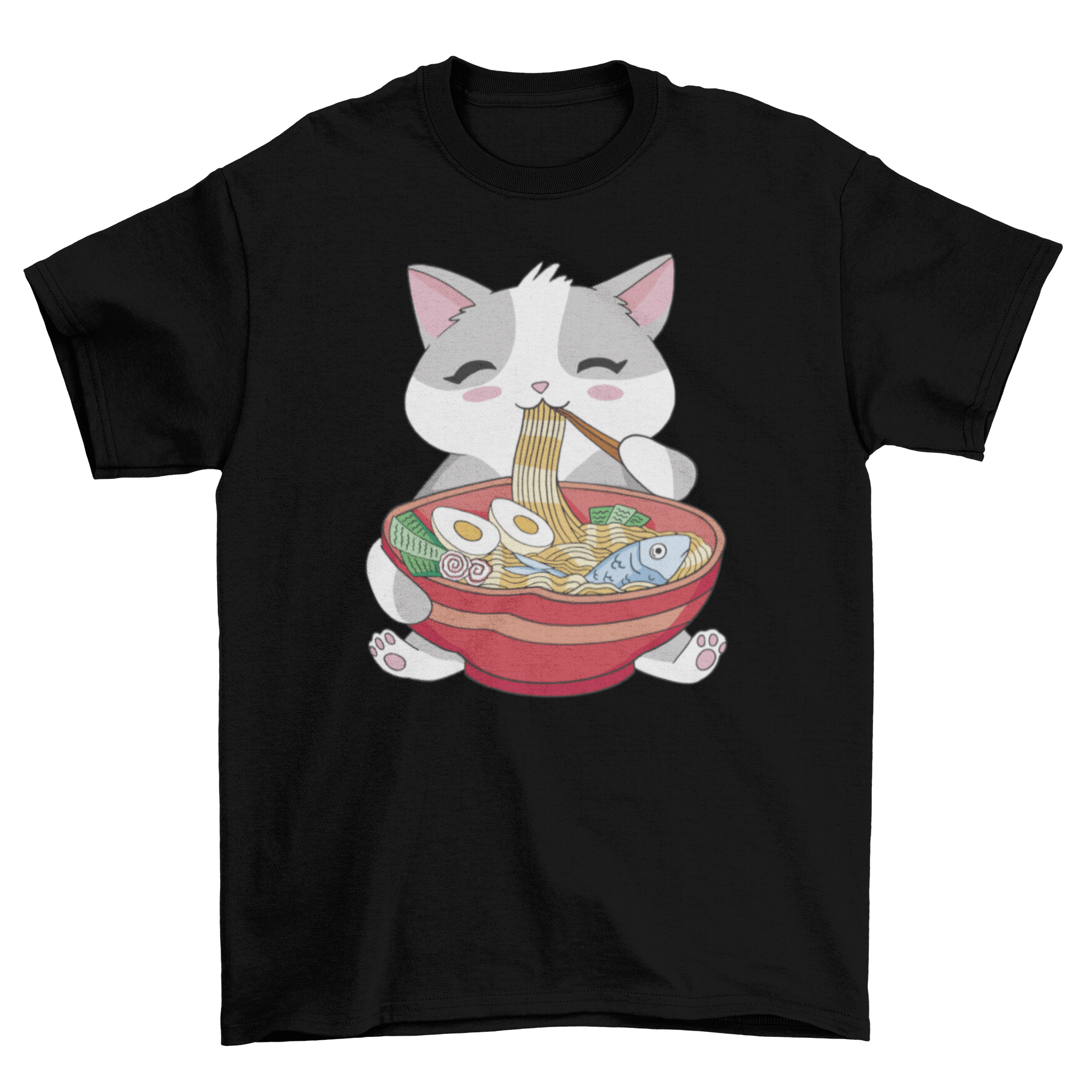 Cat animal eating ramen t-shirt - WFP Store