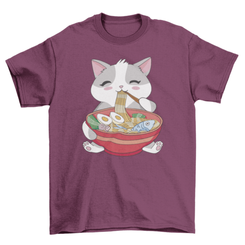 Cat animal eating ramen t-shirt - WFP Store