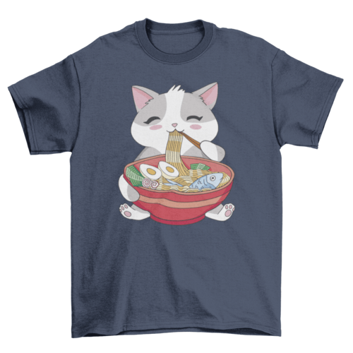 Cat animal eating ramen t-shirt - WFP Store