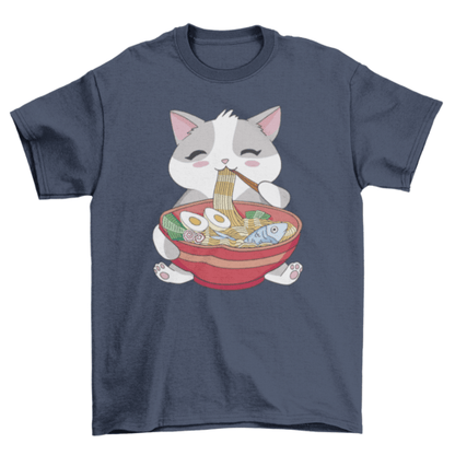 Cat animal eating ramen t-shirt - WFP Store