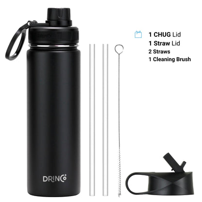 DRINCO® 22oz Stainless Steel Sport Water Bottle - Black - WFP Store