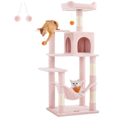 Feandrea Cat Tree, 56.3 - Inch Cat Tower for Indoor Cats, Multi - Level Cat Condo with 4 Scratching Posts, 2 Perches, Hammock, Cave - WFP Store