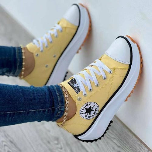 Flat Lace - Up Sneakers Pattern Canvas Shoes Casual Sport Shoes - WFP Store