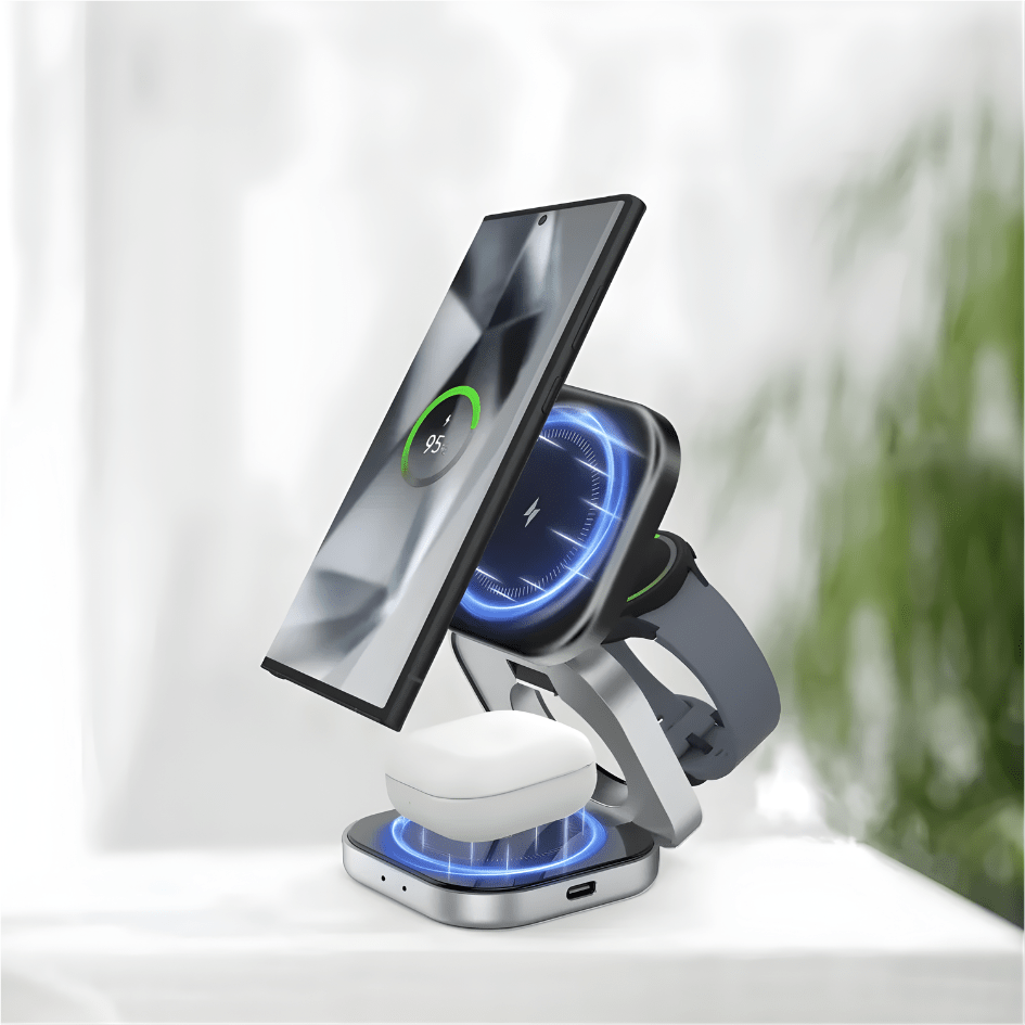 Foldable 3 In 1 Fast Magnetic Wireless Charger Stand Pad Magnet - WFP Store