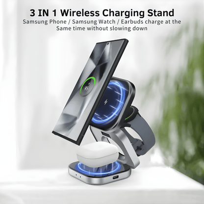 Foldable 3 In 1 Fast Magnetic Wireless Charger Stand Pad Magnet - WFP Store