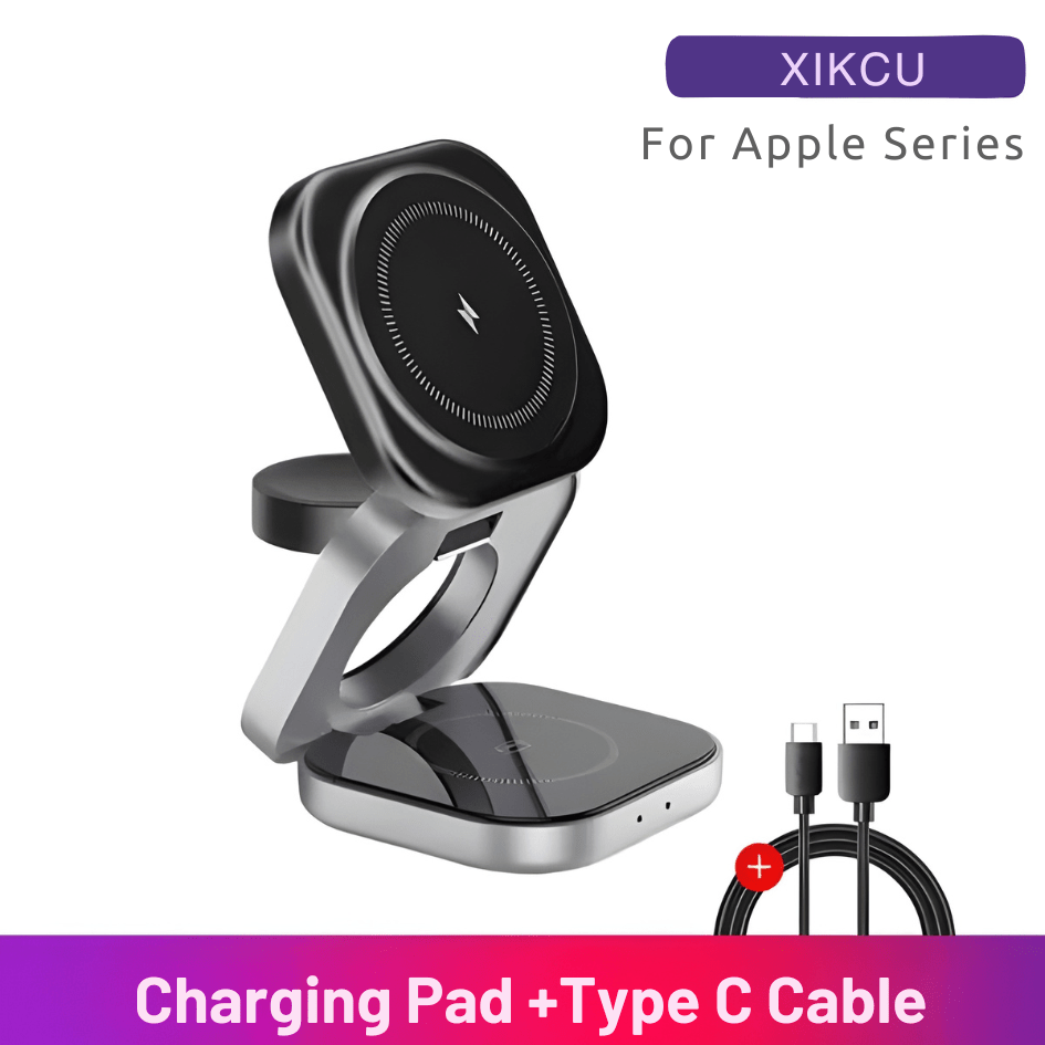 Foldable 3 In 1 Fast Magnetic Wireless Charger Stand Pad Magnet - WFP Store
