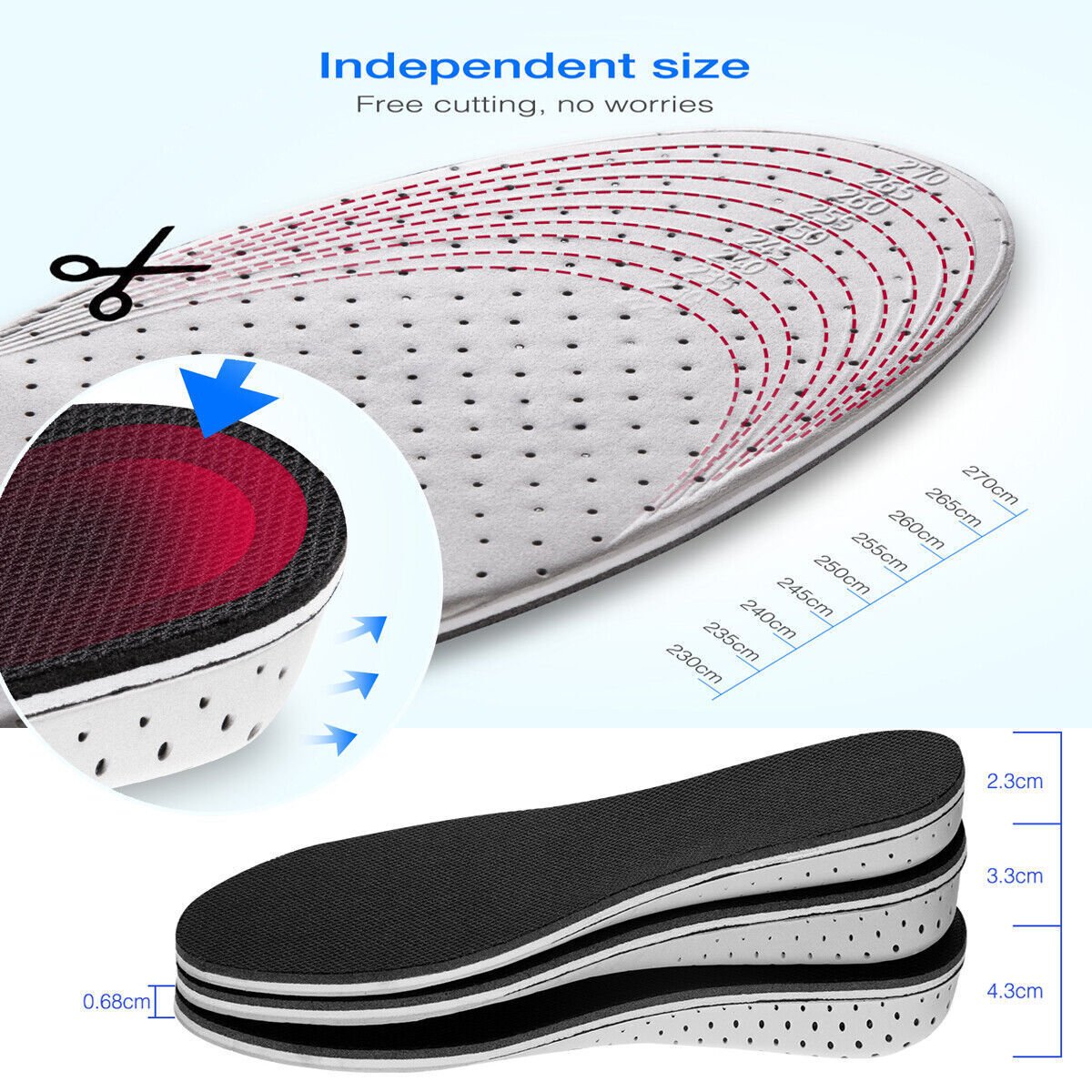 Men Women Invisible Height Increase Insoles Heel Lift Taller Shoe - WFP Store