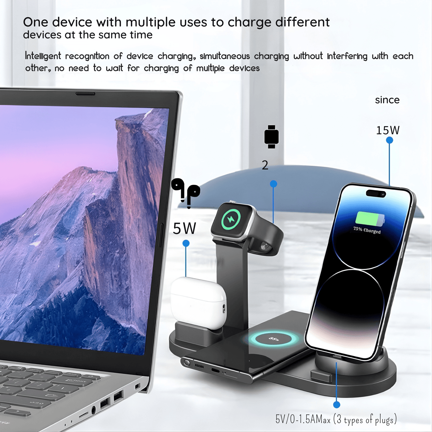 Multi - function Phone Stand with Wireless Charging - WFP Store