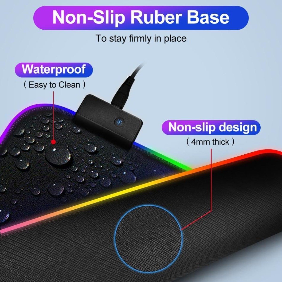 Ninja Dragons RGB Gaming 1 Touch Light Up Mouse Pad - Large Size - WFP Store