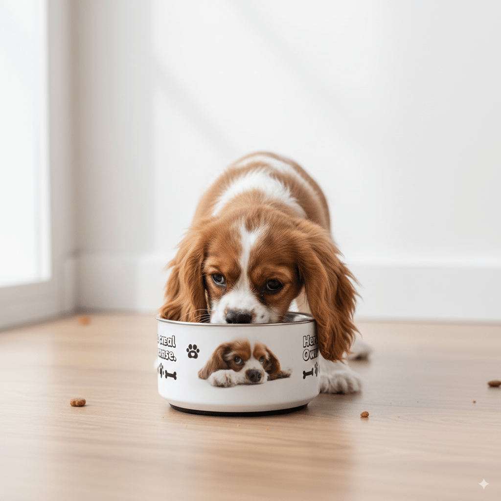 Pet bowl + WITH THE PHRASE "THE TRUE OWNER OF THE HOUSE EATS HERE" - WFP Store